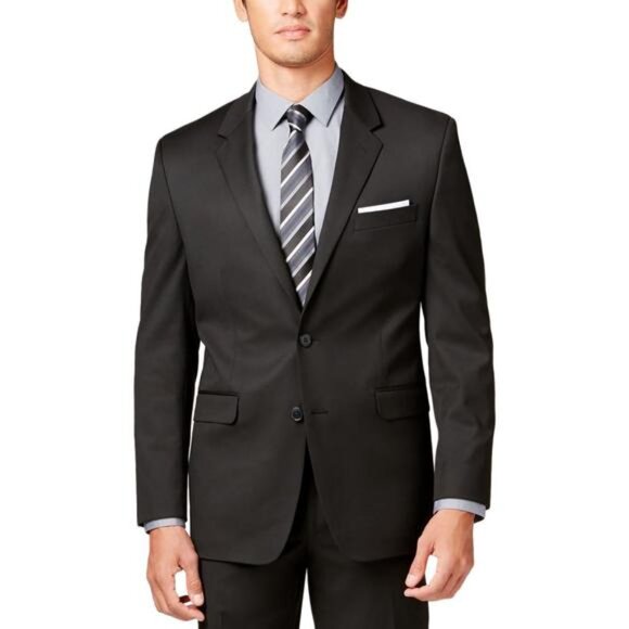 Men’s Alfani Macy's Black Pinstripe Wool Suit Jacket 44R - Picture 1 of 3